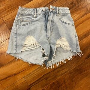 Garage Light Blue Distressed Jean Shorts